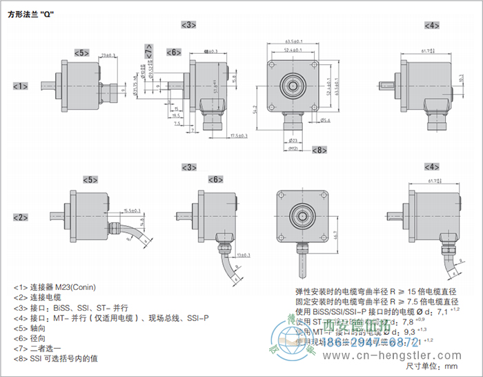 AC58-BiSS/SSI光電絕對值編碼器(方形法蘭Q) 德國hengstler(亨士樂)編碼器