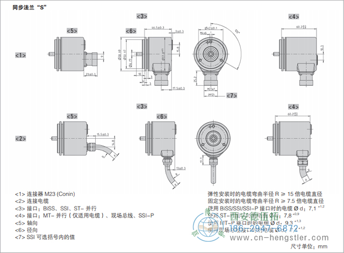 AC58-CC-Link光電絕對(duì)值型編碼器外形及安裝尺寸(同步法蘭S) 德國(guó)hengstler(亨士樂(lè))編碼器