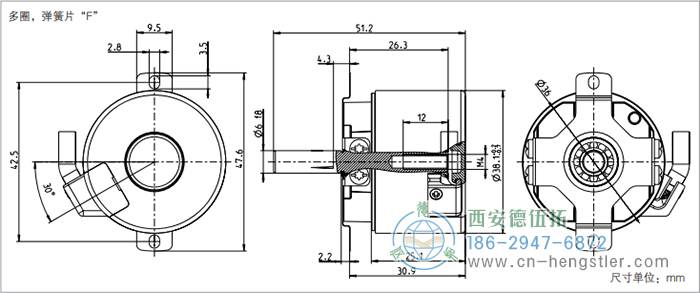 AD34電機(jī)反饋系統(tǒng)光電絕對(duì)值編碼器外形及安裝尺寸(多圈，彈簧片F(xiàn)) 德國hengstler(亨士樂)編碼器