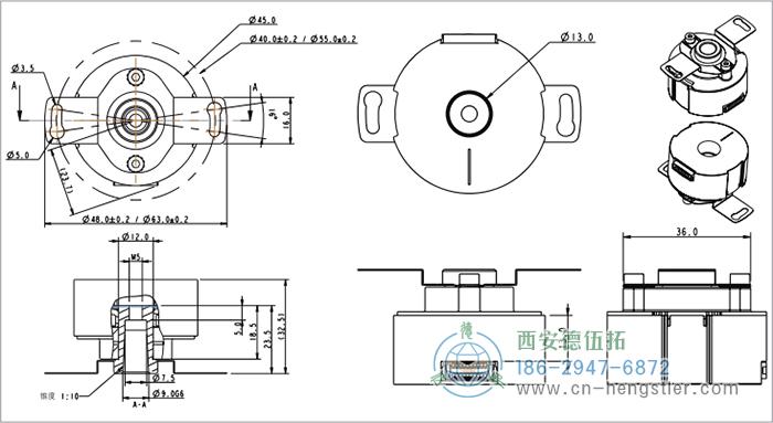 HC18空心軸電機(jī)反饋增量編碼器外形及安裝尺寸(錐軸) 德國(guó)hengstler(亨士樂(lè))編碼器