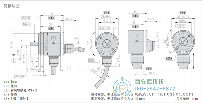 RI36-O標(biāo)準(zhǔn)實(shí)心軸光電增量編碼器外形及安裝尺寸(同步法蘭) 德國hengstler(亨士樂)編碼器