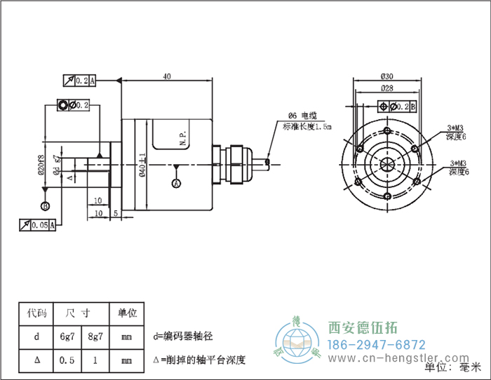 RI41-EO通用光電實心軸增量型編碼器外形及安裝尺寸8-5 德國hengstler(亨士樂)編碼器