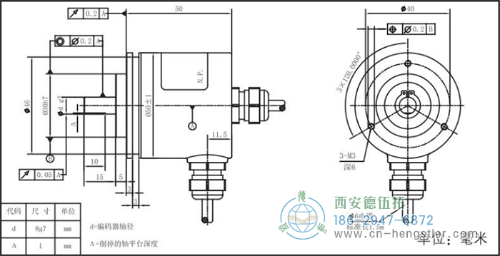 RI50輕載光電增量編碼器外形及安裝尺寸8-4 德國(guó)hengstler(亨士樂(lè))編碼器